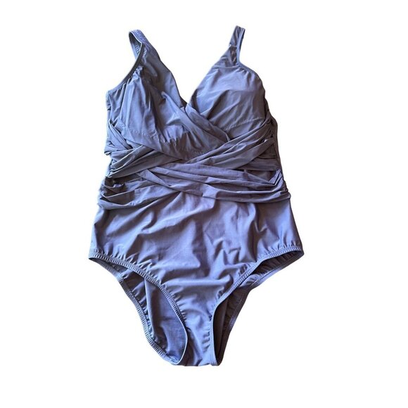 Lands End Blue One piece Swimsuit Criss Cross Tank Size 18L - Picture 1 of 6